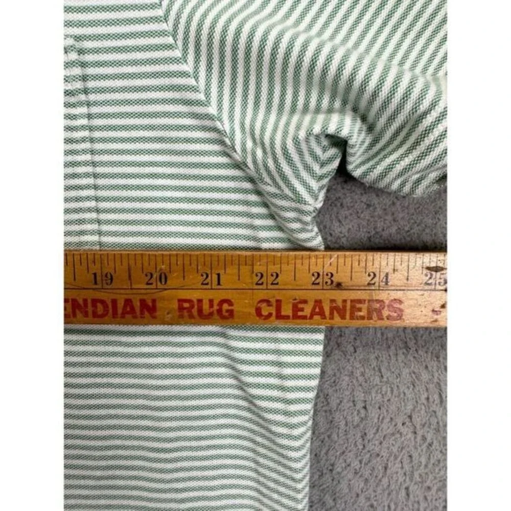J Crew Polo Shirt Adult Large Green Striped 100% Cotton Rugby Short Sleeve Mens